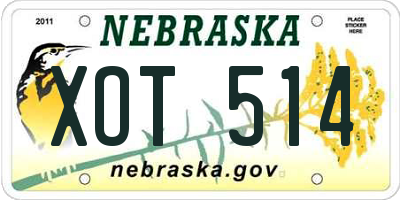 NE license plate XOT514