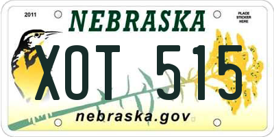 NE license plate XOT515