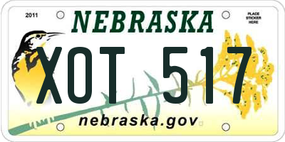 NE license plate XOT517