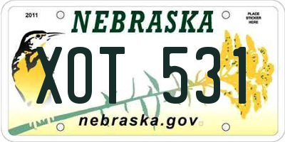 NE license plate XOT531