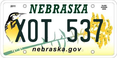 NE license plate XOT537