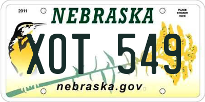 NE license plate XOT549