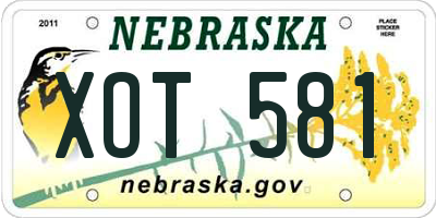 NE license plate XOT581