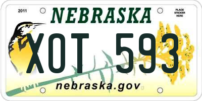 NE license plate XOT593