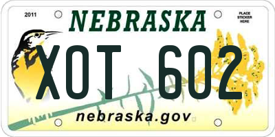 NE license plate XOT602