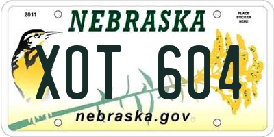 NE license plate XOT604