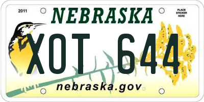 NE license plate XOT644