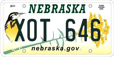 NE license plate XOT646
