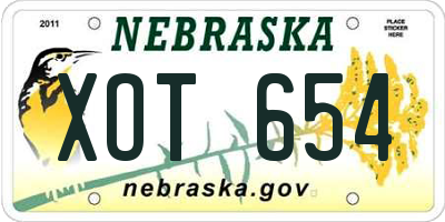 NE license plate XOT654