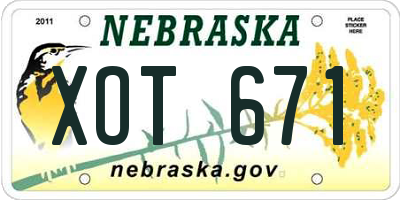 NE license plate XOT671