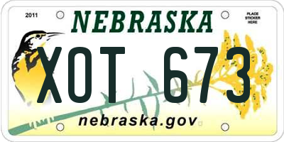 NE license plate XOT673
