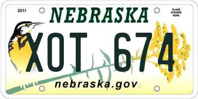 NE license plate XOT674