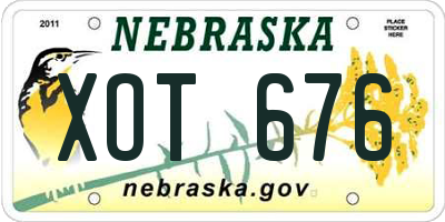 NE license plate XOT676