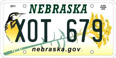 NE license plate XOT679