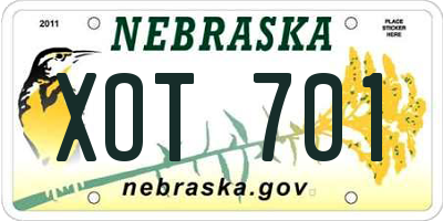 NE license plate XOT701
