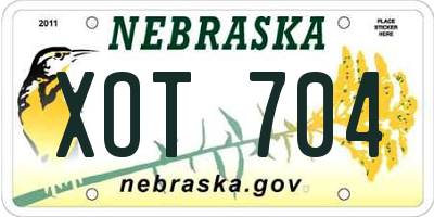 NE license plate XOT704