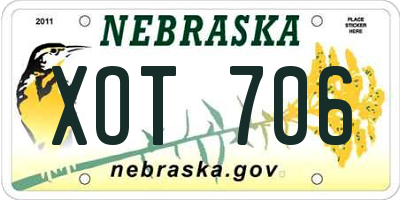 NE license plate XOT706