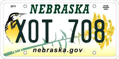 NE license plate XOT708