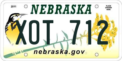 NE license plate XOT712