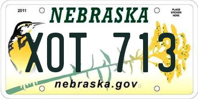 NE license plate XOT713