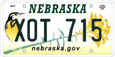 NE license plate XOT715