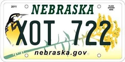 NE license plate XOT722