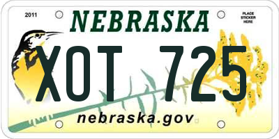 NE license plate XOT725
