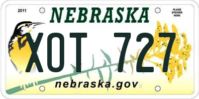 NE license plate XOT727