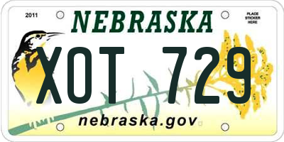 NE license plate XOT729
