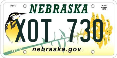 NE license plate XOT730