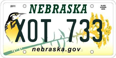 NE license plate XOT733