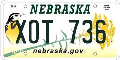 NE license plate XOT736