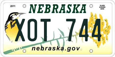 NE license plate XOT744