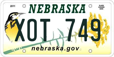 NE license plate XOT749