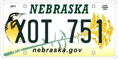 NE license plate XOT751
