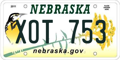 NE license plate XOT753