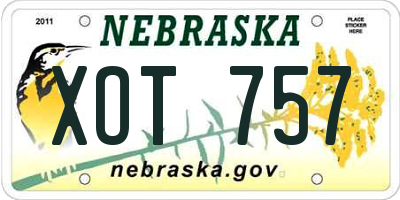 NE license plate XOT757