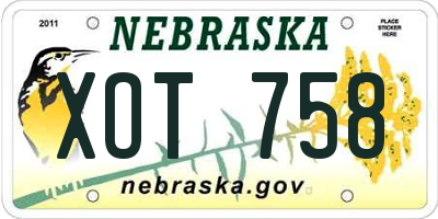 NE license plate XOT758