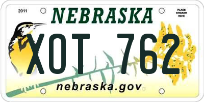 NE license plate XOT762