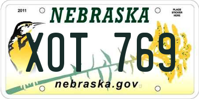 NE license plate XOT769