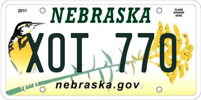 NE license plate XOT770
