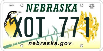 NE license plate XOT771