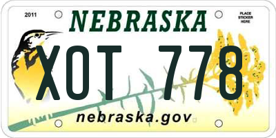NE license plate XOT778