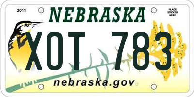 NE license plate XOT783