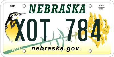 NE license plate XOT784