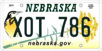 NE license plate XOT786