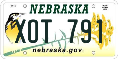 NE license plate XOT791