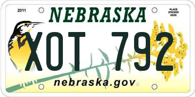 NE license plate XOT792