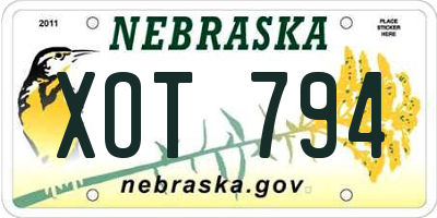 NE license plate XOT794