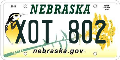 NE license plate XOT802
